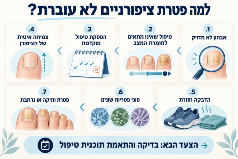 למה פטרת ציפורניים לא עוברת? 7 סיבות אפשריות